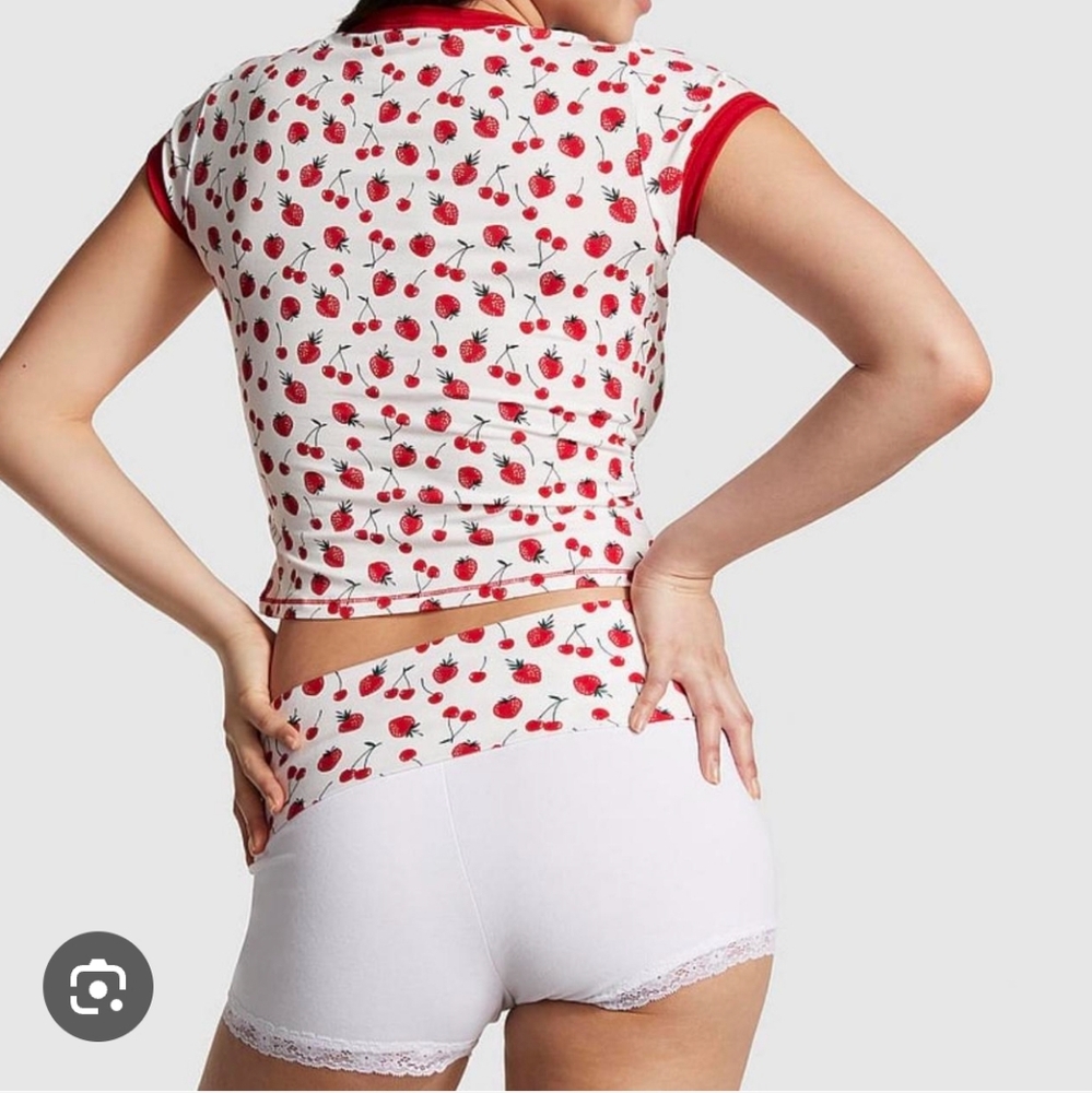 New!Frankies Bikini x Pink Blooklyn Cotton Shorts‎ Berry Print/white - Picture 3 of 9